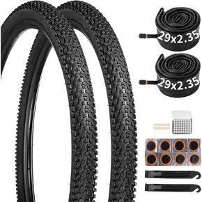 29 x 2.35 Mountain Bike Tire Set, 2 Pack 29 Inch MTB Tires with Tubes and Repair Kit, 29x2.35 Bike Tire Replacement with Levers, Durable All Terrain Cycling Tires for Trail, Road and Off-Road Riding in Saudi Arabia