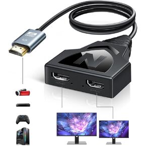 NEWCARE 4K HDMI Cable Splitter 1 in 2 Out with 2.6ft Integrated HDMI 2.0 Cable, 4K@30Hz One Male to Two Female HDMI Splitter, Mirror Only for Two Monitors, Compatible with PS5/4, HDTV, 1080P in Kuwait