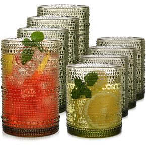مجموعة أكواب الشرب العتيقة من Hobnail المكونة من 8 قطع، أكواب Highball سعة 15 أونصة وكؤوس كوكتيل سعة 12 أونصة، أكواب مطبخ للشرب للكوكتيل، والقهوة المثلجة، والبيرة، والشاي المثلج، والنبيذ، والويسكي، والماء in Kuwait