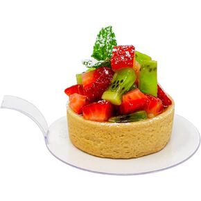 50 Pack 3 Inch Mini Cake Trays with Handle | Disposable Plastic Cake Tray | Small Round Serving Tray for Wedding, Catering & More | Plastic Mini Cake Board | CMJJ in Saudi Arabia