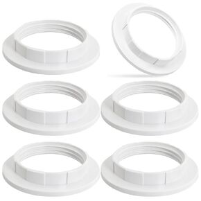 Lamp Shade Adapter Ring, White Light Socket Ring, Retaining Rings for E26/E27 Sockets Standard Base Lamp Holder, Lamp Socket Replacement Parts (OD 58mm/ID 38mm, Fits 1-1/2" Threads)-6PCS (White) in Saudi Arabia