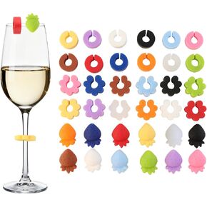 36Pcs Wine Glass Charms Tags, Silicone Drink Markers for Stem Glass, Multicolored Drink Identifiers Tags for Cups for Weddings Birthday Bar Parties in Saudi Arabia