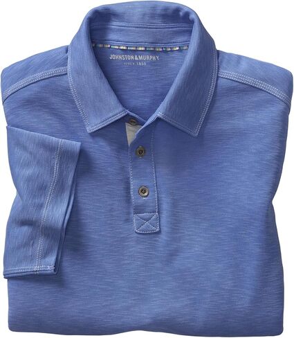 Johnston & Murphy Vintage Slub Polo - T-Shirt for Men - Short Sleeves - Spread Collar - Straight Hemline Lavender 3XL One Size in Saudi Arabia