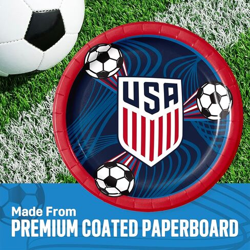 قل مرحباً! أطباق ورقية متعددة الألوان لكأس العالم لكرة القدم الأمريكية 2026 للرجال من USMNT، 9 بوصة، 48 قيراط. in Saudi Arabia