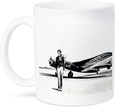 3dRose Old Photo of Amelia Earhart with Lockheed Electra Model 10 Ceramic Mug, 11-Ounce in Saudi Arabia