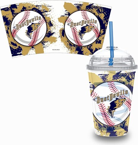 Rico Industries MiLB Baseball Tri-City Dust Devils Blue 12oz Acrylic Tumbler, Officially Licensed Youth Double Wall Tumbler with Swirly Straw in Saudi Arabia