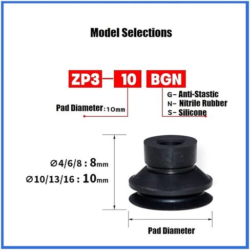 Mechanical Accordion Double Mini Pneumatic Chuck ZP3-16-08/10/13/ BS/BN Vacuum Pad Suction Cup Nozzle Vacuum Sucker Air(ZP3-06BS) in Saudi Arabia