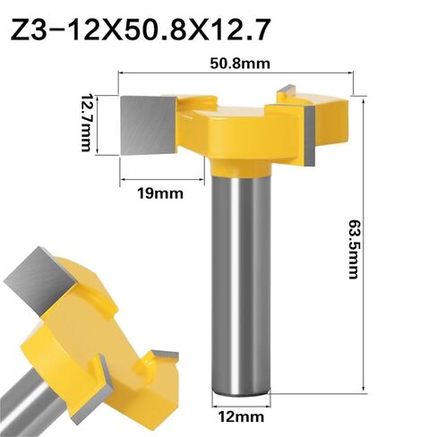 1pc 6mm 8mm 12mm Shank 4 Edge T Type Slotting Cutter Woodworking Tool Router Bits for Wood Industrial Grade Milling Cutter(Z3-12X50.8X12.7) in Saudi Arabia