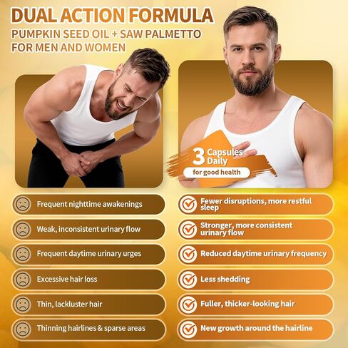 VivoNu Pumpkin Seed Oil with Saw Palmetto Capsules, 4000mg 300 Softgels | Organic, Cold Pressed | DHT Blocker | Supports Hair, Urinary, Bladder & Prostate Health | Non-GMO in Kuwait