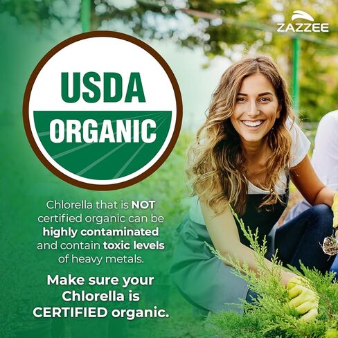 Zazzee USDA Organic Chlorella Powder, Broken Cell Wall, 6 oz, 85 Servings, Free Scoop Included, 100% Pure, 20:1 Extract, Nutrient-Dense Superfood, Green Algae Powder, All-Natural, Non-GMO, Made in USA in Saudi Arabia