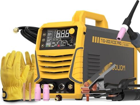 ماكينة لحام TOOLIOM 200A AC/DC TIG مع نبض، جهد مزدوج 110 فولت/220 فولت، لحام ألومنيوم مع عاكس IGBT، شاشة LED كبيرة، ماكينة لحام متعددة العمليات AC TIG/DC TIG/Pulse TIG/SPOT TIG/Stick in Kuwait