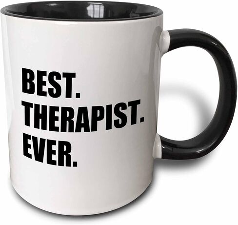 3dRose Best Therapist Ever, fun gift for shrinks and therapy jobs, black text 15oz Two-Tone Green Mug in Saudi Arabia