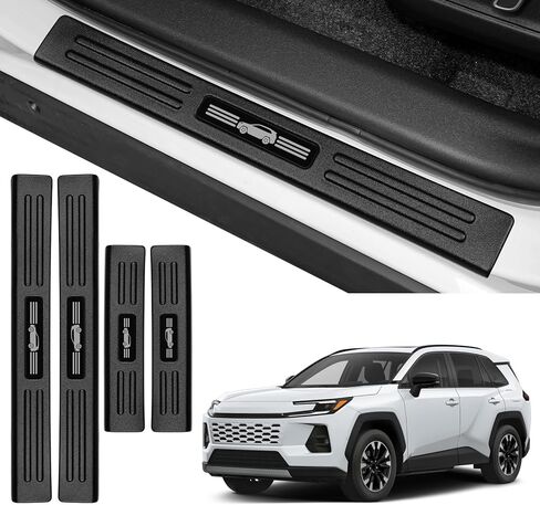 واقيات عتبة الباب متوافقة مع ملحقات Toyota Sienna 2021-2025 2026 مادة ABS لوحة حماية دخول الباب تزيين أمامي وخلفي دواسة الباب حماية الركلة 8 قطع in Kuwait