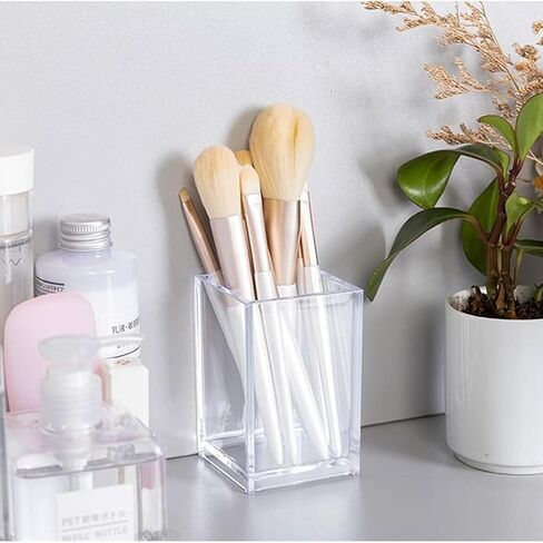 Clear Acrylic Pencil Pen Holder Cup, Clear Makeup Brush Holder, Acrylic Desk Accessories, Stationery Organizer for Office Desk Accessory (Clear) in Saudi Arabia