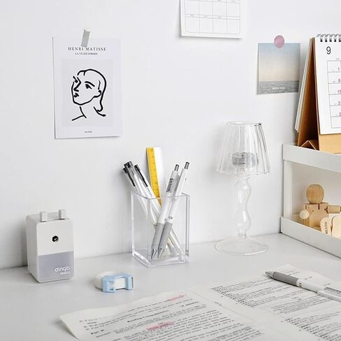 Clear Acrylic Pencil Pen Holder Cup, Clear Makeup Brush Holder, Acrylic Desk Accessories, Stationery Organizer for Office Desk Accessory (Clear) in Saudi Arabia