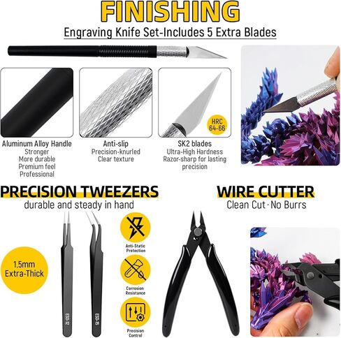 51Pcs 3D Printer Tools Kit,3D Printer Accessories for All FDM/SLA Printers Includes Nozzle Cleaning Tools,deburring Tool,Removal Scrapers,Files,Brushes,Knife,Complete Starter Kit with Storage Case in Saudi Arabia