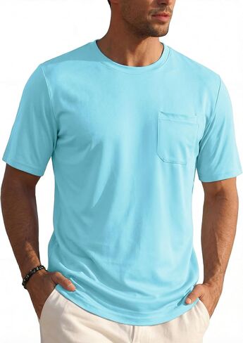 EKLENTSON Men's Lightweight Pocket T-Shirt UPF 80+ Sun Protection UV Tee Shirt Moisture Wicking Basic Tshirt in Saudi Arabia