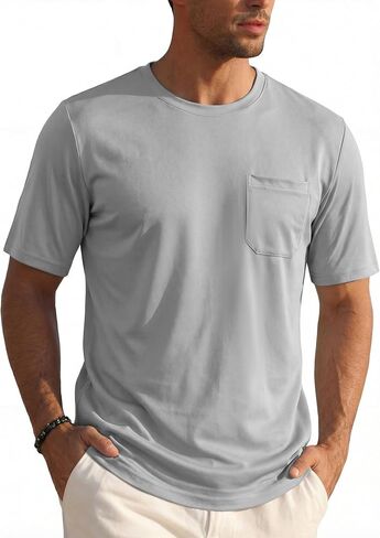 EKLENTSON Men's Lightweight Pocket T-Shirt UPF 80+ Sun Protection UV Tee Shirt Moisture Wicking Basic Tshirt in Saudi Arabia