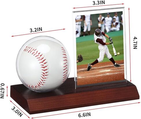 2 Sets Wood Baseball Display Case and Card Holder Baseball Holder Display Case for Ball and Card with Wood Base Showcase for Memorabilia Showcase in Kuwait