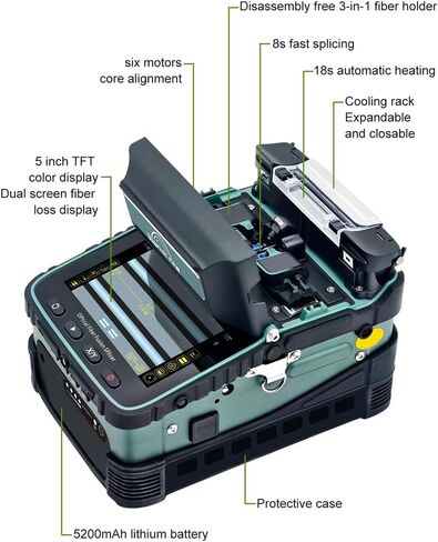 Motor 6 Optical Fiber Fusion Splicing Machine AI-6A+ Within Function OPM 850-1650NM and VFL 15mW in Saudi Arabia