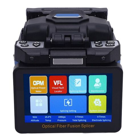 Optical Fiber Splicer 5in Capacitive Touchscreen 6 Motors Automatic Fiber Optic Splicer with Cutter for FTTH (US Plug AC100-240V) in Saudi Arabia