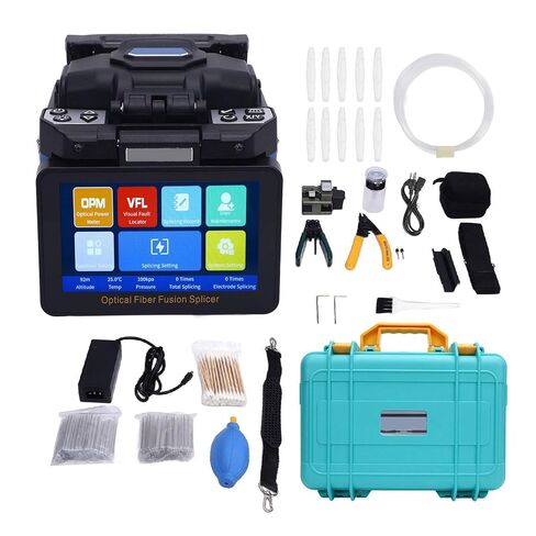 Optical Fiber Splicer 5in Capacitive Touchscreen 6 Motors Automatic Fiber Optic Splicer with Cutter for FTTH (US Plug AC100-240V) in Saudi Arabia