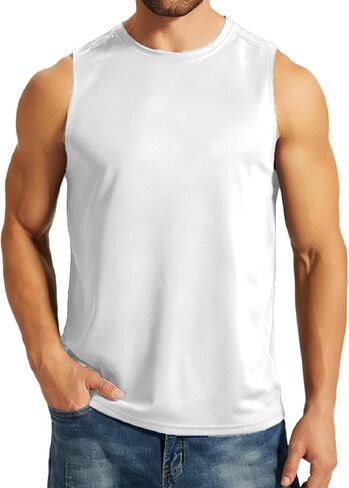 Men's Quick Dry Workout Tank Top Sleeveless Athletic Muscle Shirts Lightweight Breathable Gym Running Fitness Tops in Saudi Arabia