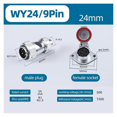 1Set/5Sets Waterproof IP67 Cable Circular Connector 2-19Pin(9Pin,5Sets) in Saudi Arabia