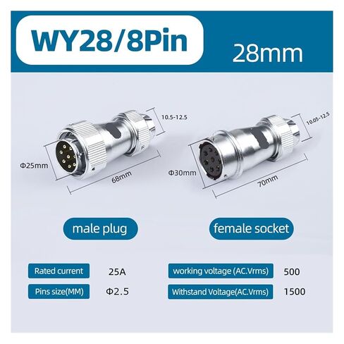 WY28 Male/Female 2-35Pin Waterproof Circular Connector(8Pin,5Sets) in Saudi Arabia