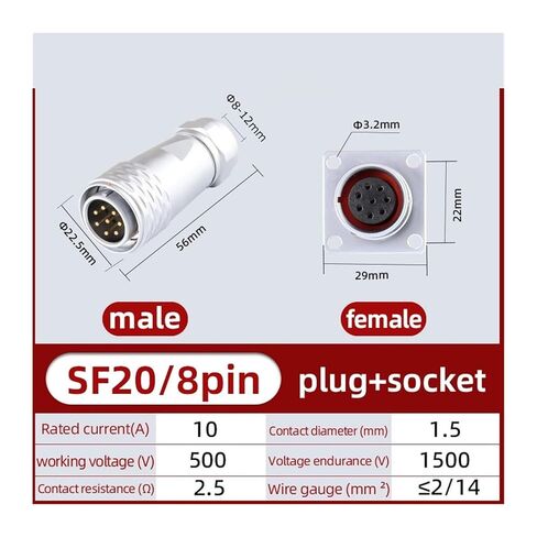 1Set/5Sets SF20 Waterproof Male and Female Connectors 2-15Pin Square(8Pin,5Sets) in Saudi Arabia