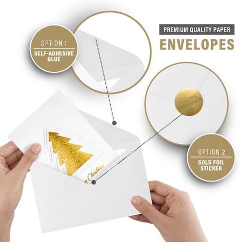 12 Christmas Greeting Cards with Gold Foiling Xmas & Embossing,3D die-cut Christmas tree featuring ,6.75 x 4.5 Inch Merry Christmas Cards with Seal Stickers For Friends, Family and loved Ones ( 1 Pack in Saudi Arabia