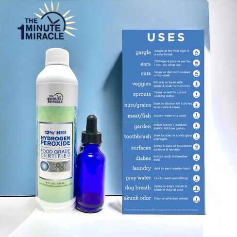 12% Hydrogen Peroxide Medical Food Grade - 8 oz Bottle with 1 Bottle Dropper - Reconmended by The One Minute Cure Book. in Saudi Arabia