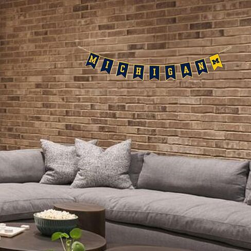 Michigan Wolverines Tailgate Party Banner by Hanna’s Handiworks | Lightweight Pre-Strung Fabric Decoration for Indoor/Outdoor | Represent Your NCAA College & Show Team Spirit with U of M Fan Decor in Saudi Arabia