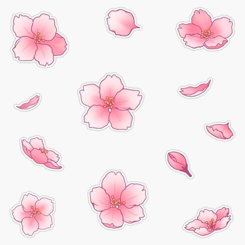 Falling Sakura Cherry Blossom Bumper Sticker Vinyl Decal 5" in Saudi Arabia