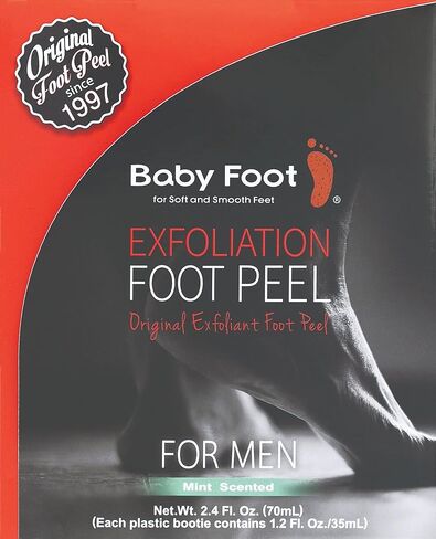 Baby Foot - Original Foot Peel Exfoliator For Men - Foot Peel Mask - Repair Rough Dry Cracked Feet and remove Dead Skin, Repair Heels and enjoy Baby Soft Smooth Feet 2.7 Fl. Oz. Mint Scented Pair in Saudi Arabia