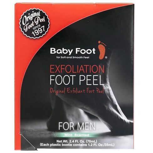 Baby Foot - Original Foot Peel Exfoliator For Men - Foot Peel Mask - Repair Rough Dry Cracked Feet and remove Dead Skin, Repair Heels and enjoy Baby Soft Smooth Feet 2.7 Fl. Oz. Mint Scented Pair in Saudi Arabia