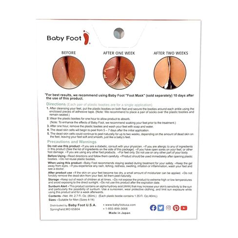 Baby Foot - Original Foot Peel Exfoliator For Men - Foot Peel Mask - Repair Rough Dry Cracked Feet and remove Dead Skin, Repair Heels and enjoy Baby Soft Smooth Feet 2.7 Fl. Oz. Mint Scented Pair in Saudi Arabia