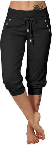 Capri Pants for Women High Waisted Drawstring Joggers Stretch Lightweight Casual Hiking Pant Capri with Pockets in Saudi Arabia