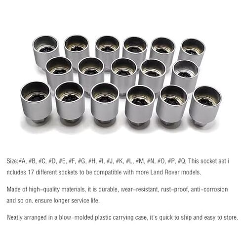 17PCS Wheel Locking Nut Key Kit for Land Rover, Wheel Lock Nut Socket Adapter Set, Anti-Theft Lug Nut Removal Tool, Anti-Theft Screw Remover, Car Hand Repair Tool in Saudi Arabia