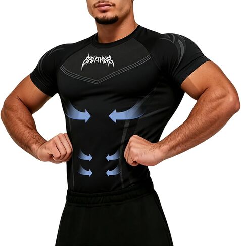 Mens Short Sleeve Compression Shirt Gym Workout Tops Base Layer Fashion Printed for Athletic Fitness Casual Wear in Saudi Arabia