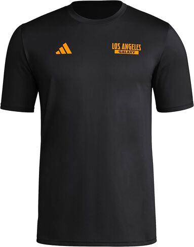 تي شيرت رجالي بأكمام قصيرة من Adidas Los Angeles Galaxy Local Warp Pre-Game in Saudi Arabia