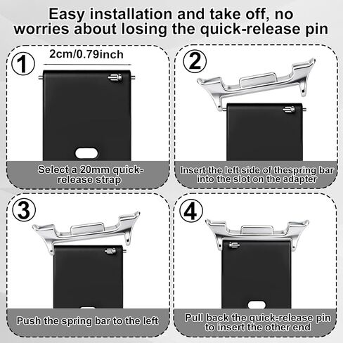 20mm/0.79in Watch Band Adapter for Samsung, Stainless Steel Band Connectors Compatible with Samsung Galaxy Watch 8 and 8 Classic in Saudi Arabia