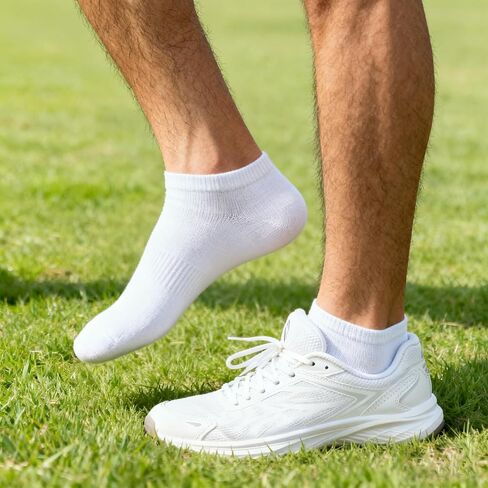 Womens Ankle Socks 3-Pairs White, Low Cut Athletic Running Socks with Anti-Slip Heel & Arch Support, Breathable Combed Cotton No Show Socks for Women in Saudi Arabia