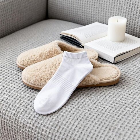 Womens Ankle Socks 3-Pairs White, Low Cut Athletic Running Socks with Anti-Slip Heel & Arch Support, Breathable Combed Cotton No Show Socks for Women in Saudi Arabia