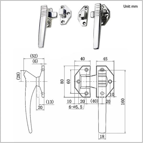 304 Stainless Steel Handle Industrial Equipment Engineering Machinery Rotary Door Closing Handle 1Pcs(Left) in Saudi Arabia
