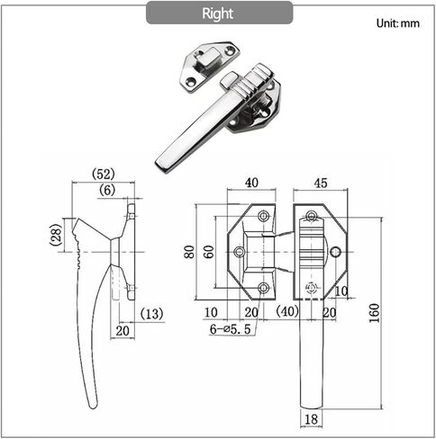 304 Stainless Steel Handle Industrial Equipment Engineering Machinery Rotary Door Closing Handle 1Pcs(Right) in Saudi Arabia