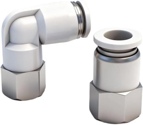 Pneumatic Air Pipe Quick Insert Connector 90 Degree Internal Thread Elbow Black And White L-shaped Right Angle PLF6-01/8-02 2Pcs(WhitePLF8-03) in Saudi Arabia