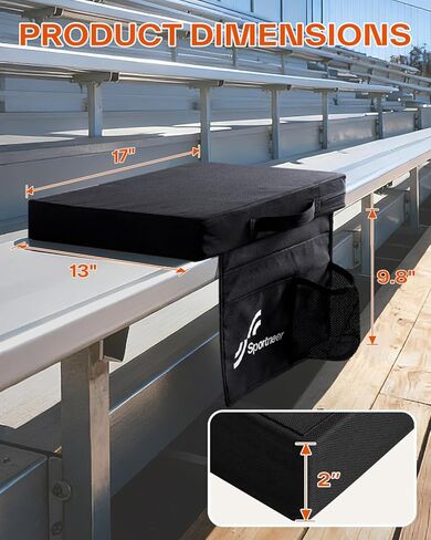 Sportneer Stadium Seat Cushion – 2'' Thick High-Density Foam Bleacher Pad with Waterproof 600D Oxford Cover & Non-Slip PVC Bottom, Portable Outdoor Seat Cushion for Sports Camping Picnics, 2 Pack in Saudi Arabia