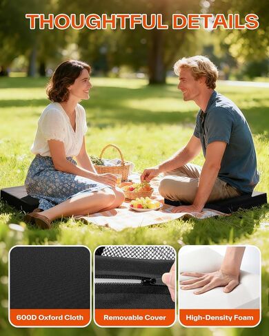 Sportneer Stadium Seat Cushion – 2'' Thick High-Density Foam Bleacher Pad with Waterproof 600D Oxford Cover & Non-Slip PVC Bottom, Portable Outdoor Seat Cushion for Sports Camping Picnics, 2 Pack in Saudi Arabia