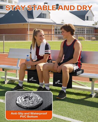 Sportneer Stadium Seat Cushion – 2'' Thick High-Density Foam Bleacher Pad with Waterproof 600D Oxford Cover & Non-Slip PVC Bottom, Portable Outdoor Seat Cushion for Sports Camping Picnics, 2 Pack in Saudi Arabia